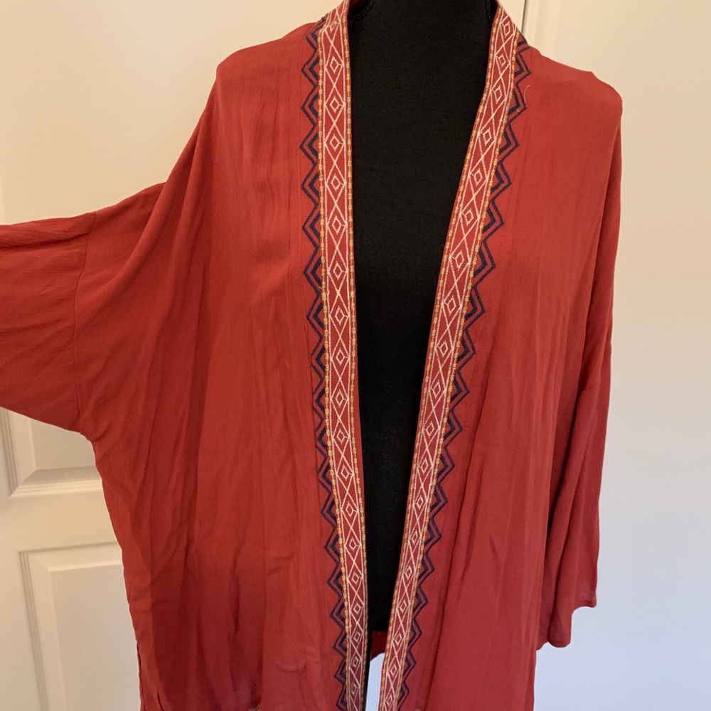 Burnt Orange Shawl w/ Design